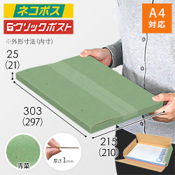 【青菜色】厚さ2.5cm・ヤッコ型ケース（A4サイズ・ネコポス・クリックポスト）