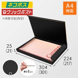 【黒（裏黒）色】厚さ2.5cm・N式ケース（A4サイズ・クロネコゆうパケット・クリックポスト）