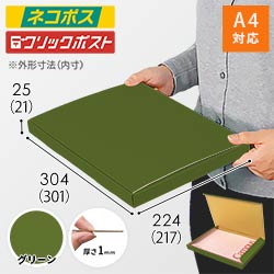 【グリーン色】厚さ2.5cm・N式ケース（A4サイズ・クロネコゆうパケット・クリックポスト）