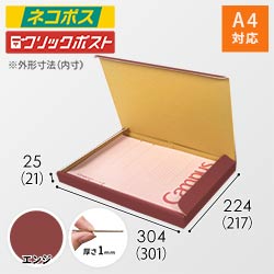 【エンジ色】厚さ2.5cm・N式ケース（A4サイズ・クロネコゆうパケット・クリックポスト）