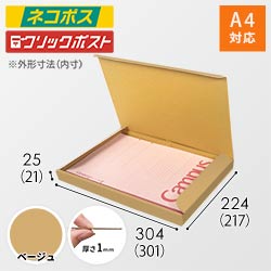 【ベージュ色】厚さ2.5cm・N式ケース（A4サイズ・クロネコゆうパケット・クリックポスト）