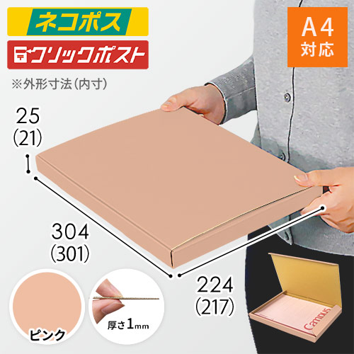 【ピンク色】厚さ2.5cm・N式ケース（A4サイズ・クロネコゆうパケット・クリックポスト）