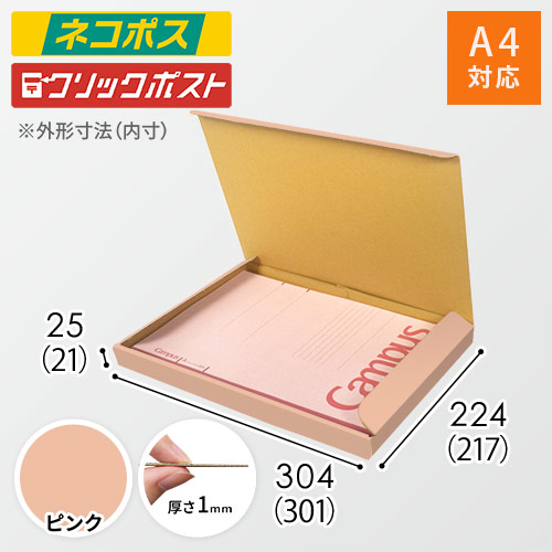 【ピンク色】厚さ2.5cm・N式ケース（A4サイズ・クロネコゆうパケット・クリックポスト）