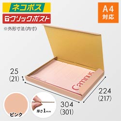 【ピンク色】厚さ2.5cm・N式ケース（A4サイズ・クロネコゆうパケット・クリックポスト）