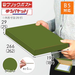 【グリーン色】厚さ3cm・N式ケース（B5サイズ・クリックポスト・ゆうパケット）