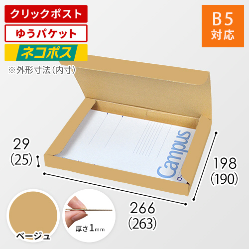 【ベージュ色】厚さ3cm・N式ケース（B5サイズ・クリックポスト・ゆうパケット）