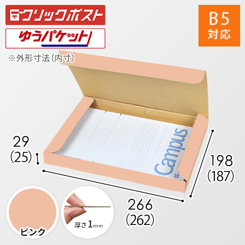 【ピンク色】厚さ3cm・N式ケース（B5サイズ・クリックポスト・ゆうパケット）