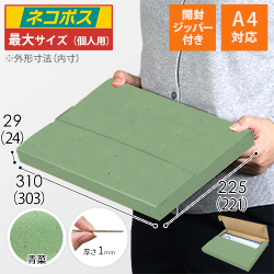 【青菜色】厚さ3cm・テープレスケース（A4サイズ・ネコポス・クリックポスト）