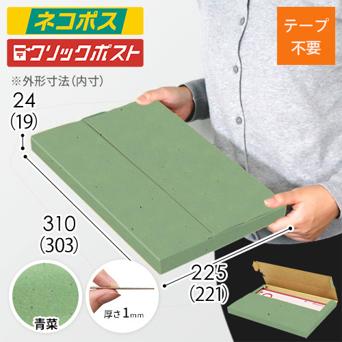【青菜色】厚さ2.5cm・テープレスケース（A4サイズ・ネコポス・クリックポスト）