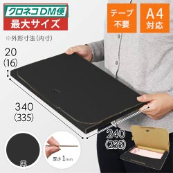 【黒色】厚さ2cm・テープレスケース（A4サイズ・クロネコDM便最大・ゆうパケット）