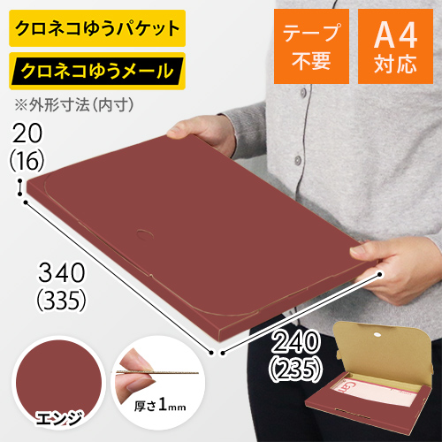 【エンジ色】厚さ2cm・テープレスケース（A4サイズ・クロネコDM便最大・ゆうパケット）