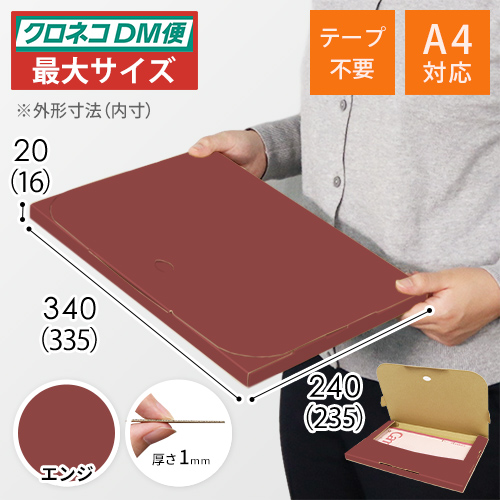 【エンジ色】厚さ2cm・テープレスケース（A4サイズ・クロネコDM便最大・ゆうパケット）