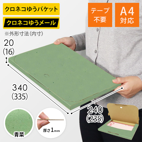 【青菜色】厚さ2cm・テープレスケース（A4サイズ・クロネコDM便最大・ゆうパケット）