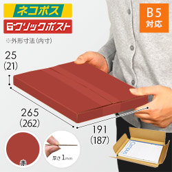 【赤色】厚さ2.5cm・ヤッコ型ケース（B5サイズ・ネコポス・クリックポスト）