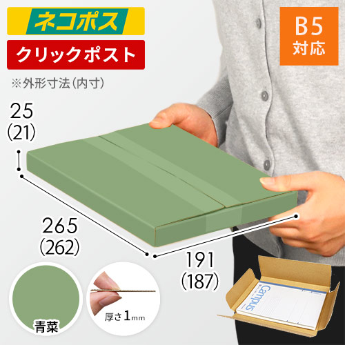【青菜色】厚さ2.5cm・ヤッコ型ケース（B5サイズ・ネコポス・クリックポスト）