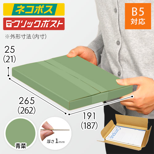 【青菜色】厚さ2.5cm・ヤッコ型ケース（B5サイズ・ネコポス・クリックポスト）