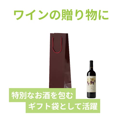 ワイン用手提げ紙袋（エンジ ツヤあり・ポリエステル紐・幅110×マチ100×高さ365mm）