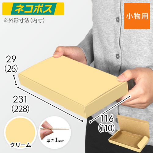 【クリーム色】厚さ3cm・N式ケース（ネコポス最小・定形外郵便）