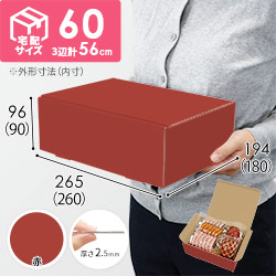 【赤色】宅配60サイズ・N式ケース（260×180×90mm・はっ水加工なし）