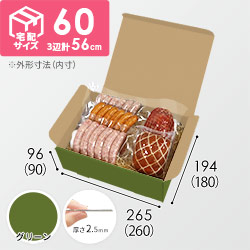 【グリーン色】宅配60サイズ・N式ケース（260×180×90mm・はっ水加工なし）