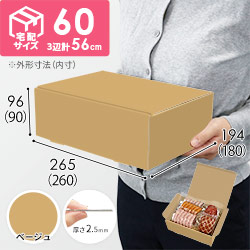 【ベージュ色】宅配60サイズ・N式ケース（260×180×90mm・はっ水加工なし）