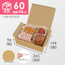 【ベージュ色】宅配60サイズ・N式ケース（260×180×90mm・はっ水加工なし）