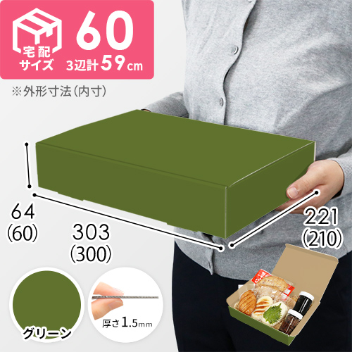 【グリーン色】宅配60サイズ・N式ケース（300×210×60mm・A4サイズ）