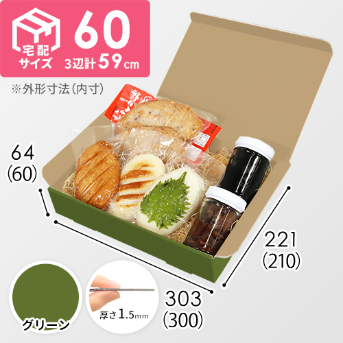 【グリーン色】宅配60サイズ・N式ケース（300×210×60mm・A4サイズ）