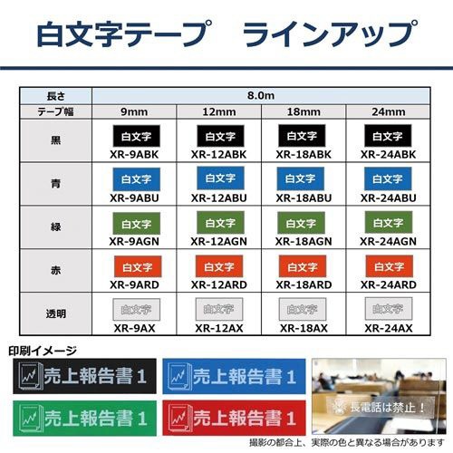 ネームランド　緑色テープ　９ｍｍ　白文字