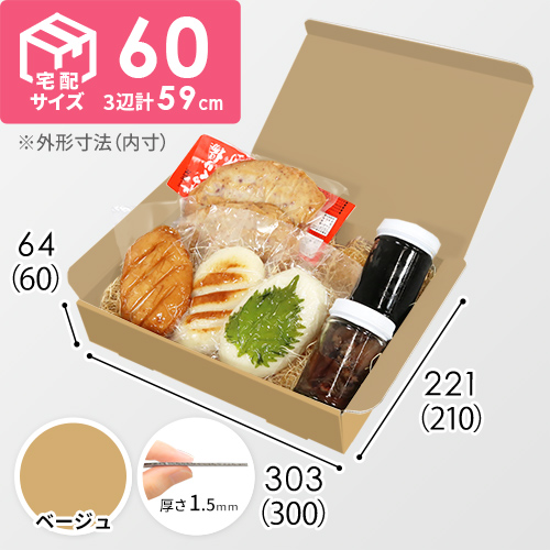 【ベージュ色】宅配60サイズ・N式ケース（300×210×60mm・A4サイズ）