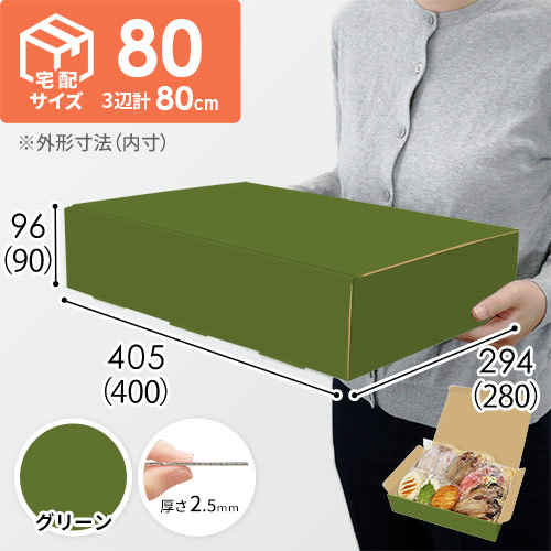 【グリーン色】宅配80サイズ・N式ケース（400×280×90mm・はっ水加工なし）
