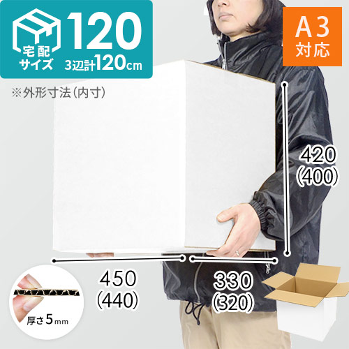 【白色】宅配120サイズ・ダンボール箱（A3サイズ）