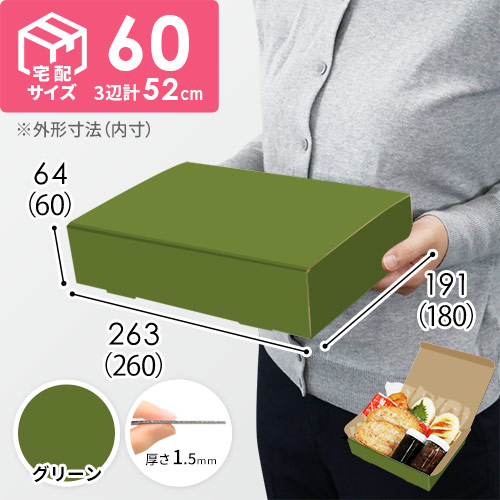 【グリーン色】宅配60サイズ・N式ケース（260×180×60mm・はっ水加工なし）