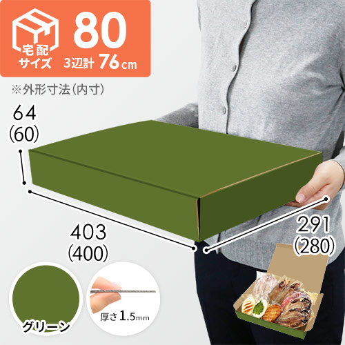 【グリーン色】宅配80サイズ・N式ケース（400×280×60mm・はっ水加工なし）
