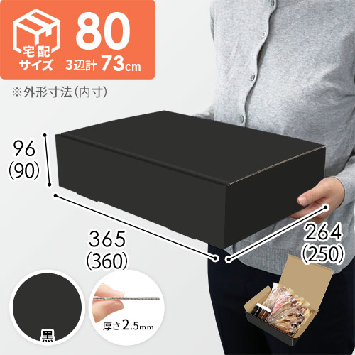 【黒色】宅配80サイズ・N式ケース（360×250×90mm・はっ水加工なし）