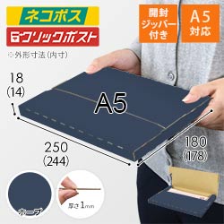 【青色・ホープ】厚さ2cm・テープレスケース（A5サイズ・ネコポス・クリックポスト）