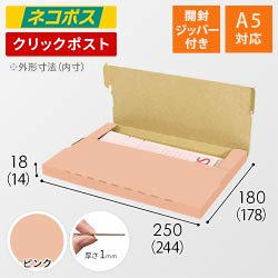 【ピンク色】厚さ2cm・テープレスケース（A5サイズ・ネコポス・クリックポスト）