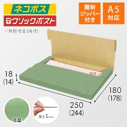 【青菜色】厚さ2cm・テープレスケース（A5サイズ・ネコポス・クリックポスト）