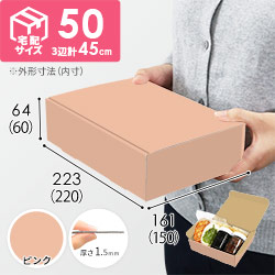 【ピンク色】宅配60サイズ・N式ケース（220×150×60mm・A5サイズ・はっ水加工なし）