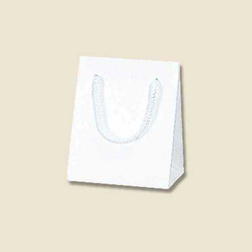 手提げ紙袋（白 ストライプエンボス・ポリエステル紐・幅100×マチ70×高さ120mm）