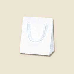 手提げ紙袋（白 ストライプエンボス・ポリエステル紐・幅100×マチ70×高さ120mm）