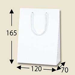 手提げ紙袋（白 ストライプエンボス・ポリエステル紐・幅120×マチ70×高さ165mm）