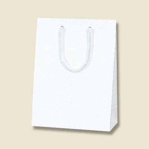 手提げ紙袋（白 ストライプエンボス・ポリエステル紐・幅170×マチ85×高さ230mm）