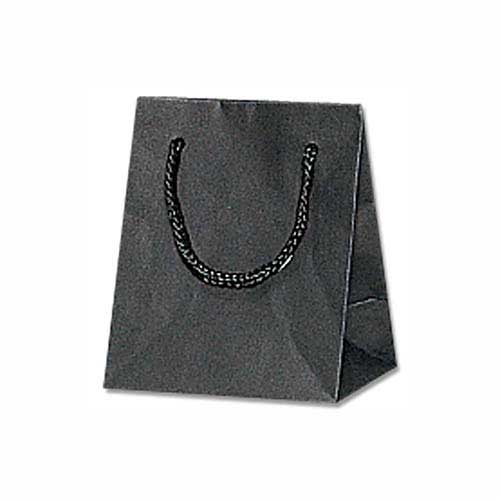 手提げ紙袋（黒 ストライプエンボス・ポリエステル紐・幅100×マチ70×高さ120mm）