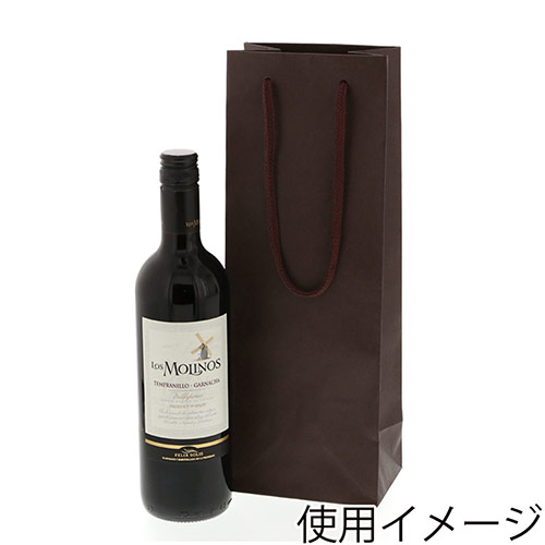 ワイン用手提げ紙袋（ブラウン・アクリル紐・幅130×マチ90×高さ360mm）