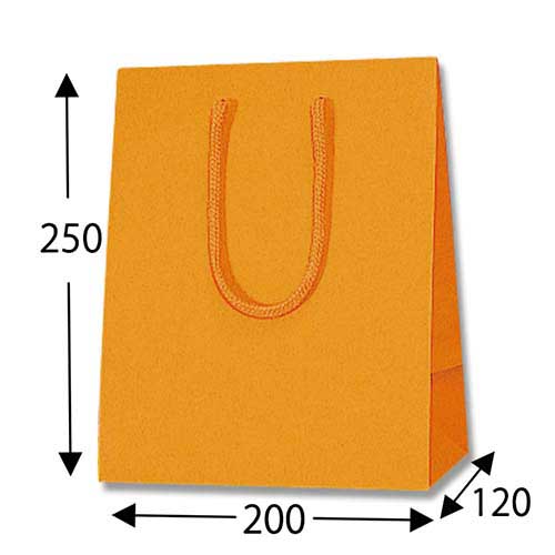 手提げ紙袋（オレンジ 塗工・アクリル紐・幅200×マチ120×高さ250mm）
