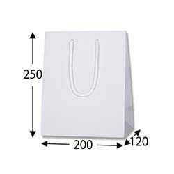 手提げ紙袋（白 塗工・アクリル紐・幅200×マチ120×高さ250mm）