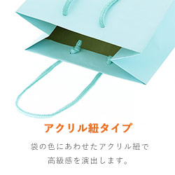 手提げ紙袋（水色 塗工・アクリル紐・幅200×マチ120×高さ250mm）