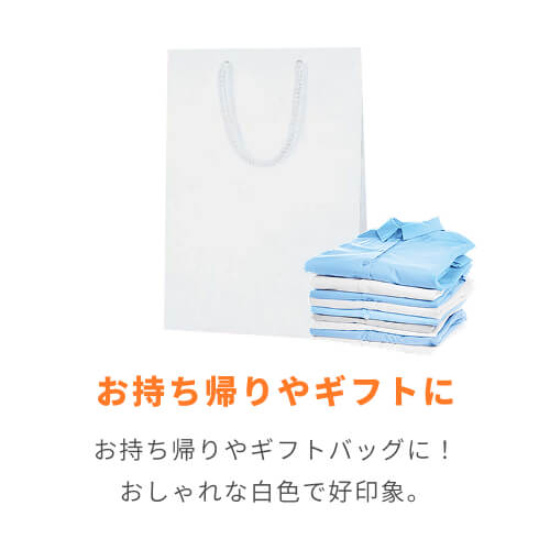 手提げ紙袋（白 ストライプエンボス・ポリエステル紐・幅225×マチ80×高さ320mm）