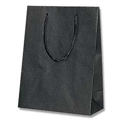 手提げ紙袋（黒 ストライプエンボス・ポリエステル紐・幅120×マチ70×高さ165mm）